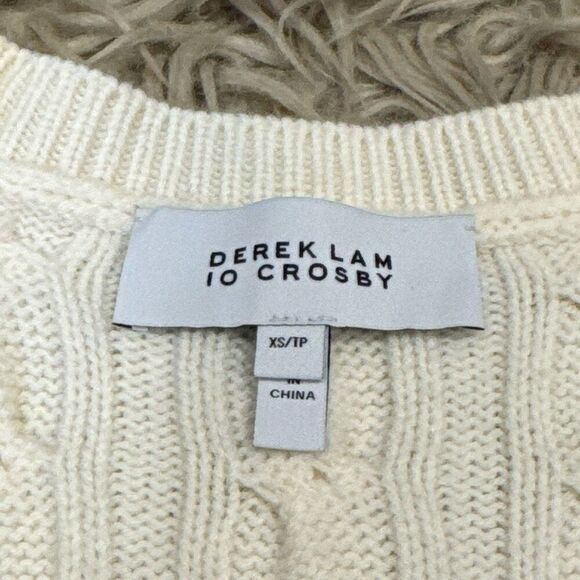 Derek Lam 10 Crosby Ivory Yuna Braided Cable Knit Wool Sweater Vest XS - Picture 3 of 5